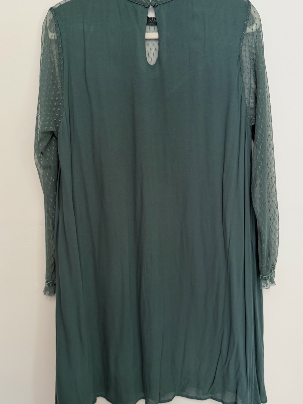 Xhilaration Teal Green Long-Sleeve Sheer-Yoke Dress - Picture 7 of 10